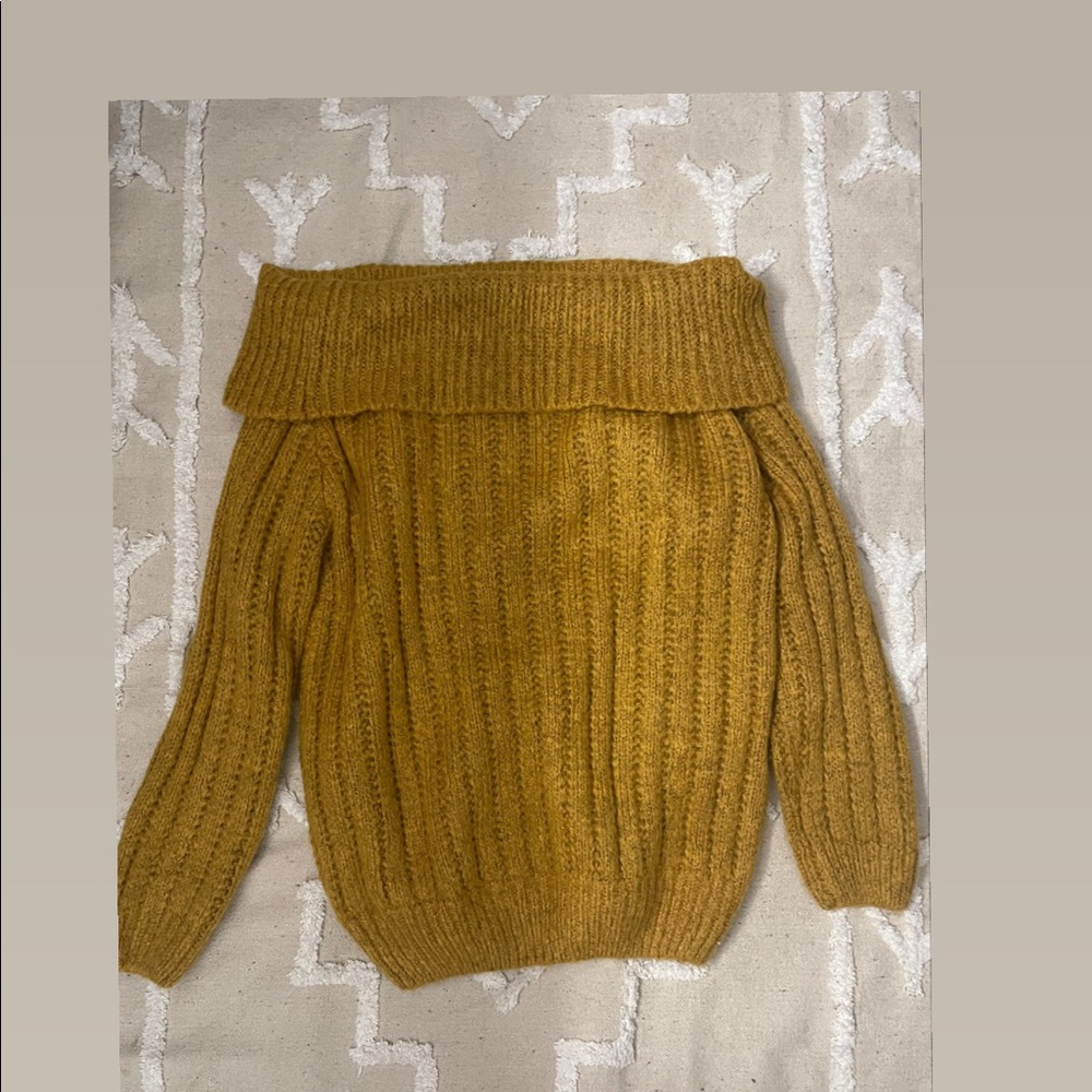 Mustard knit off the shoulder sweater - Picture 2 of 2